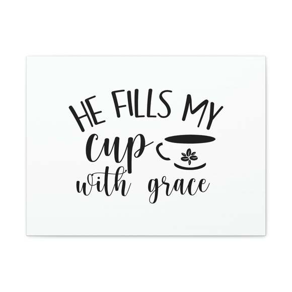 Scripture Sign He Fills My Cup With Grace Psalm 23:5 Christian Wall Art Bible V - Picture 2 of 2